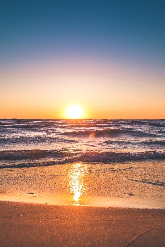 берег, берег моря, закат, пляж, песок