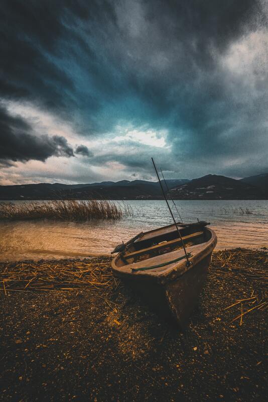 море, река, лодка, небо, рассвет, озеро, водоем