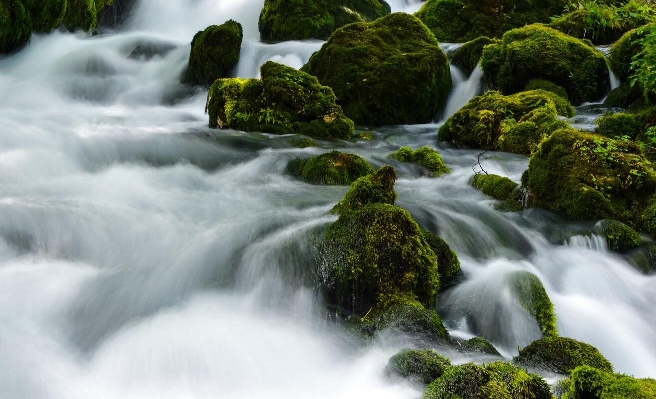  природа, мох, камни, вода, река, горная река