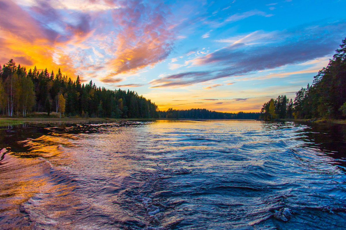 закат, рассвет, река, вода, пейзаж, природа