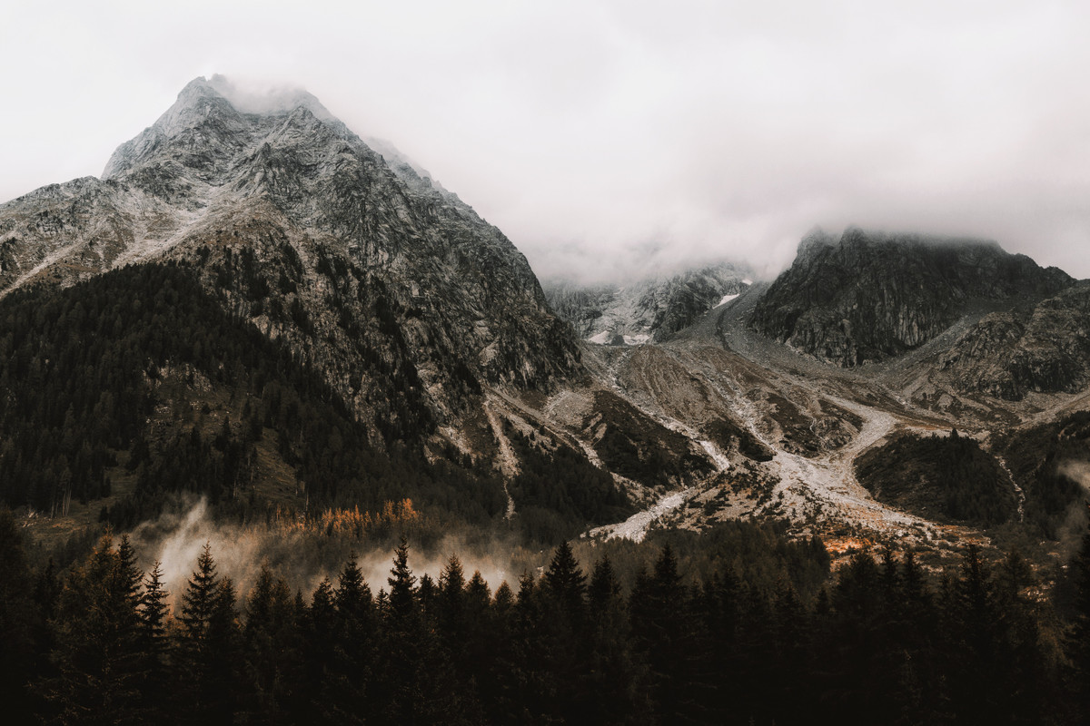 горы, дорога, небо, облака