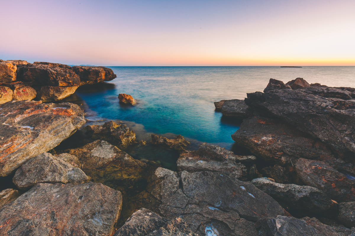 камни, море, пляж, небо
