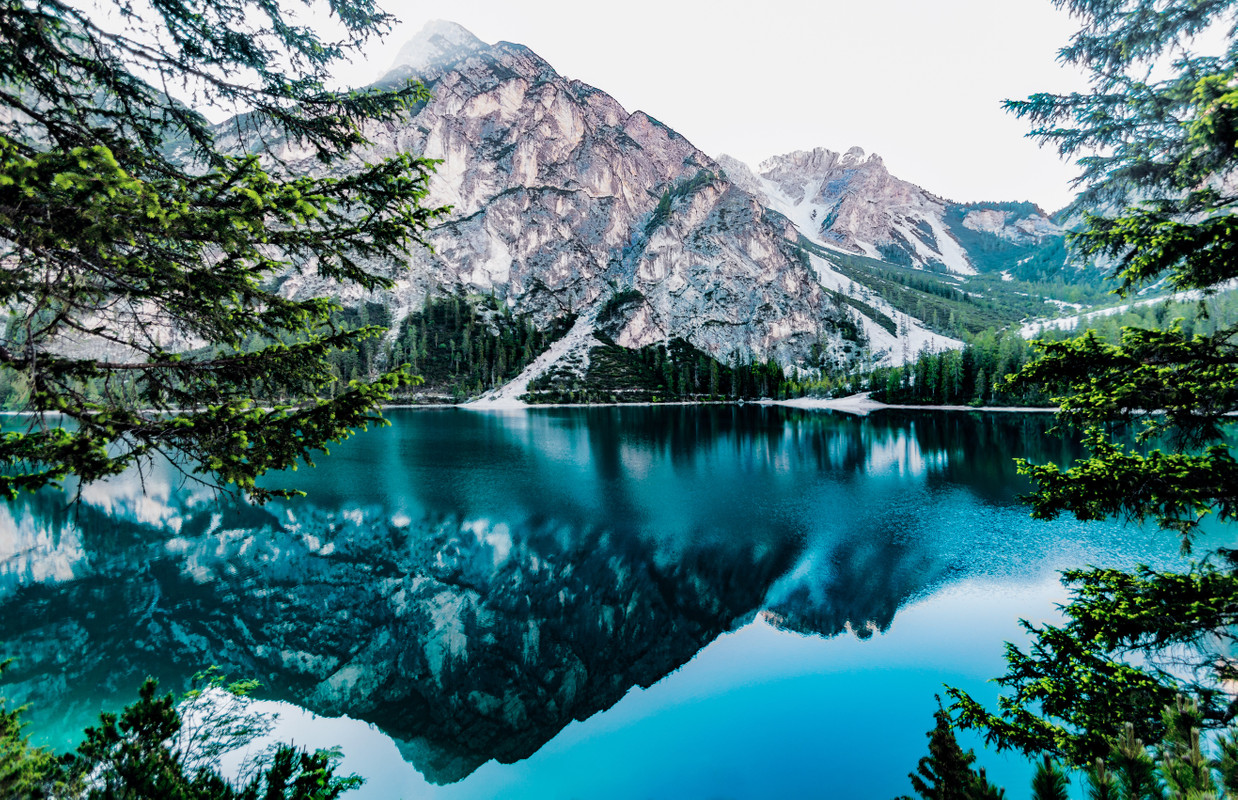 горы, снег, вода, природа, пейзаж