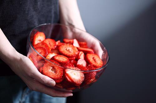 десерт, фрукты, клубника