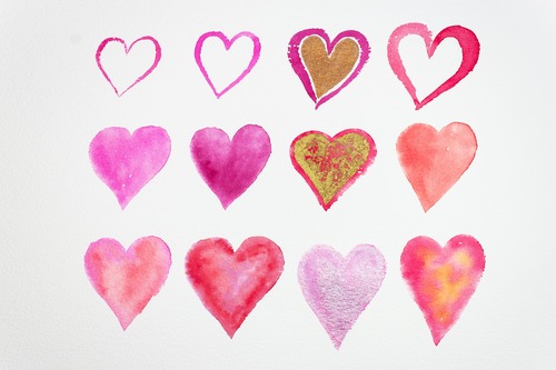 love, сердце,  живопись, акварель