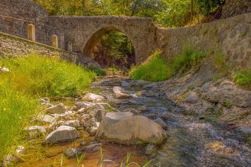 арка, архитектура, каменная кладка, горная река