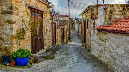 улица, булыжная мостовая, дома, строение
