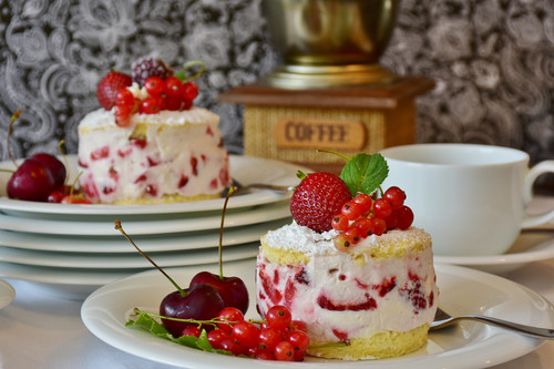 вишни, торт, десерт, клубника, еда