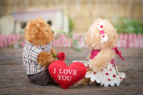 мишки, игрушки, роза, love